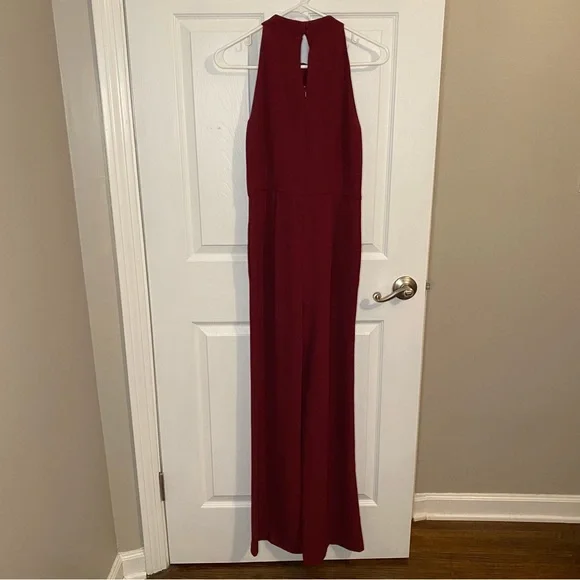 Ann Taylor Factory Cranberry/Burgundy Halter Top Jumpsuit Size 0 - Picture 4 of 9